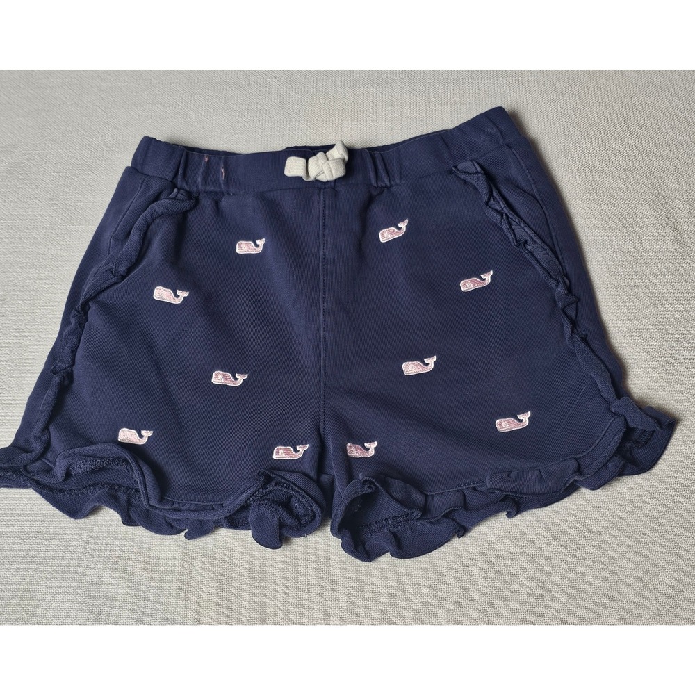 Vineyard Vines Target Girls Navy Blue Whale Embroidered Ruffle Shorts 5T